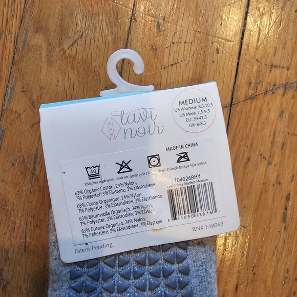 TAVI NOIR Womens Organic Cotton Yoga Barre Pilates Grip Socks size  M - Picture 3 of 6